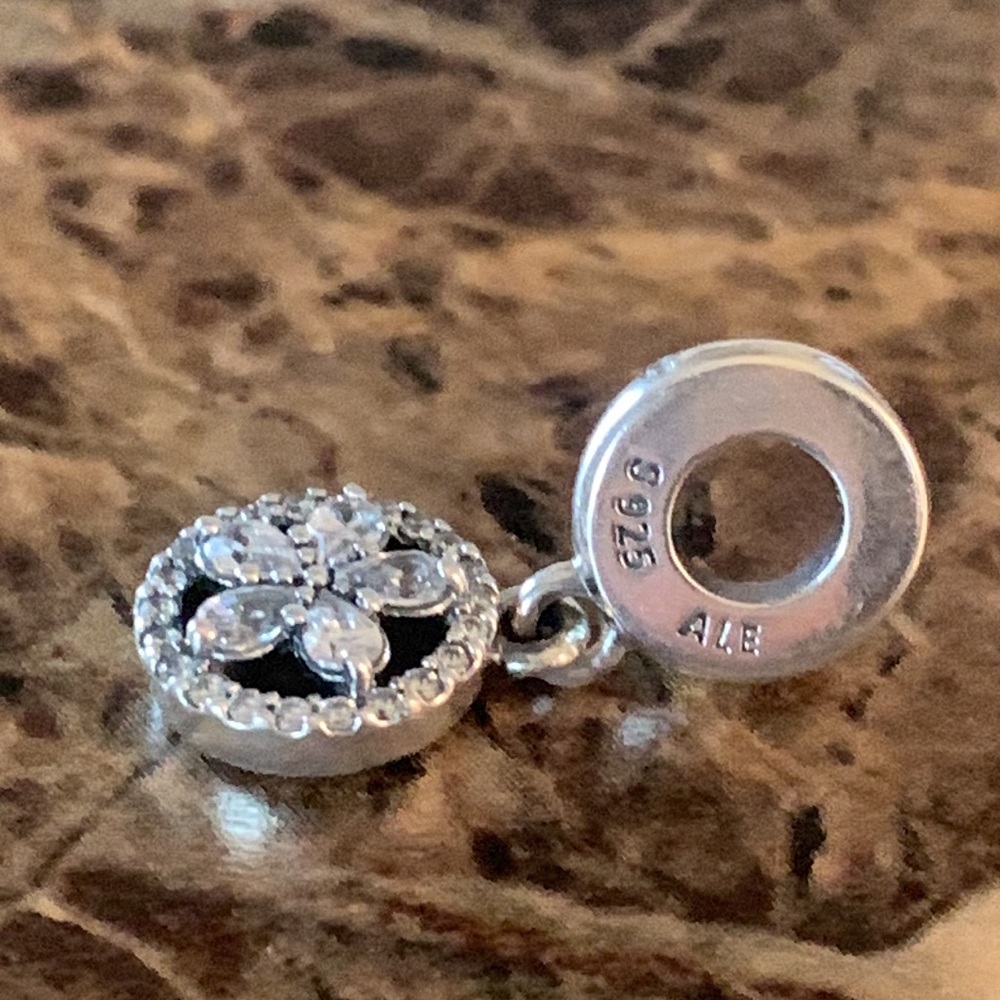 Authentic Pandora Sparkling Snowflake Circle Dang… - image 2